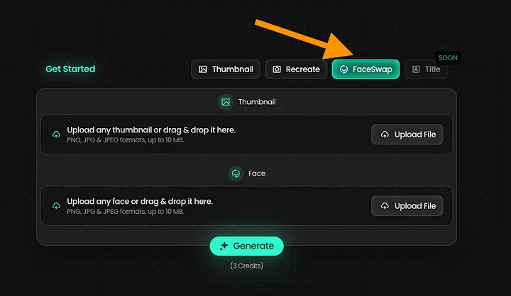 ۳. قابلیت FaceSwap برای انجام تعویض چهره، روی قابلیت FaceSwap کلیک کنید.